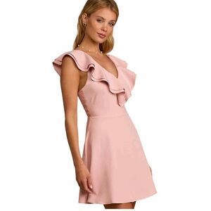 Lulu’s Divine Darling Light Pink Ruffled‎ Skater Dress large NWT